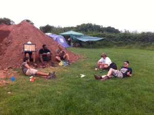 Myself and other students taking a break at Dorstone Hill, Herefordshire 2014