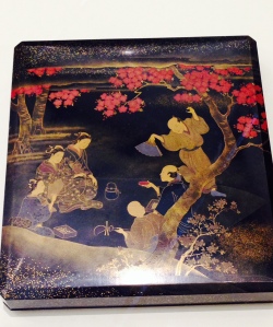Japanese laquer box with intricate decoration